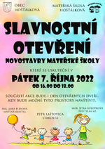 Plakát události SLAVNOSTNÍ OTEVŘENÍ - NOVOSTAVBA MATEŘSKÉ ŠKOLY