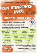 Plakát události Den otevřených dveří ZŠ a MŠ Kašava