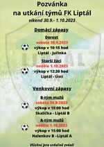 Plakát události Pozvánka na fotbaly 30.9.-1.10.2023