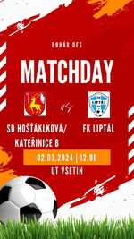 Plakát události Fotbal Pohár OFS - Hošťálková/Kateřinice vs. Liptál - ve Vsetíně