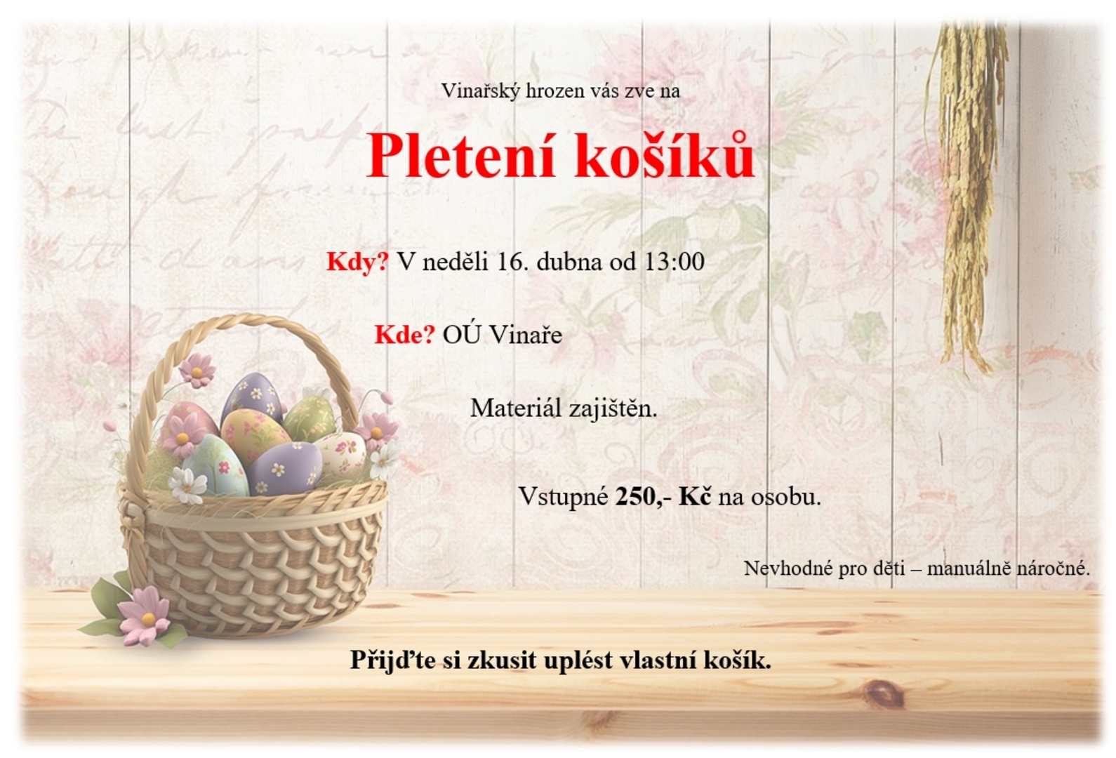 Plakát Vinaře: Pletení košíků