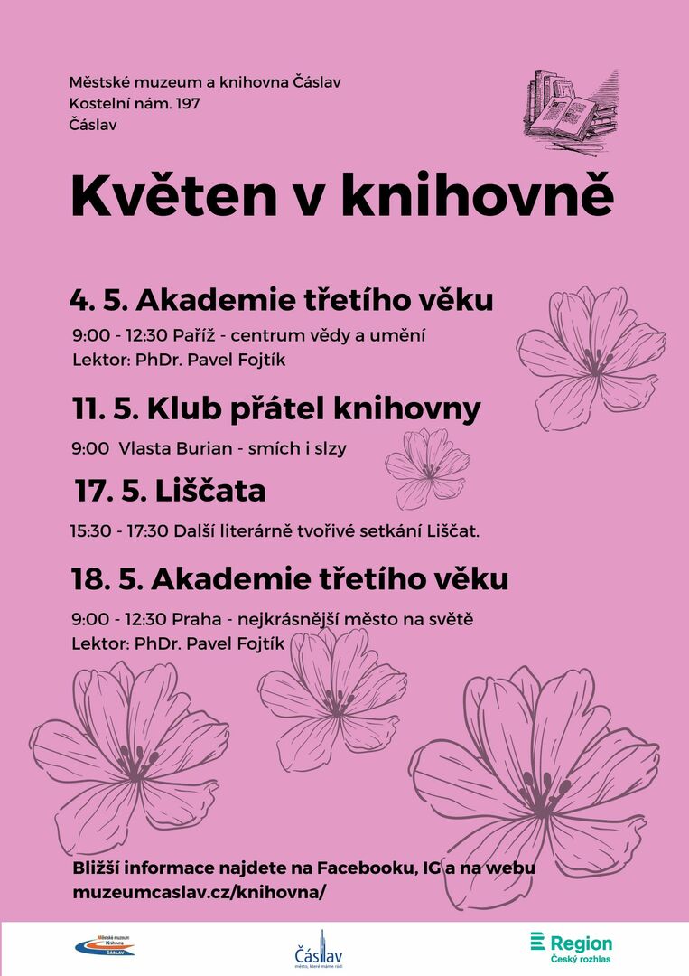 Plakát Čáslav: Květen v knihovně