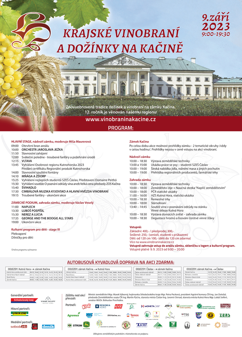 Plakát Kačina: Krajské vinobraní a dožínky na Kačině