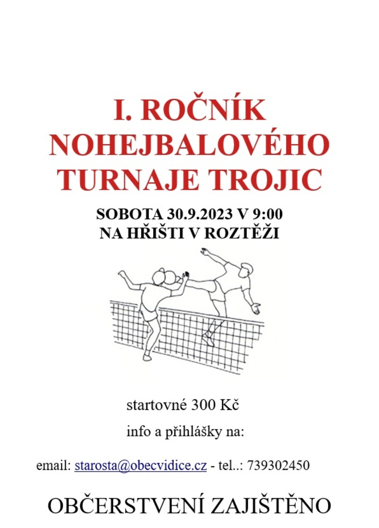 Plakát Vidice: 1. ročník nohejbalového turnaje trojic