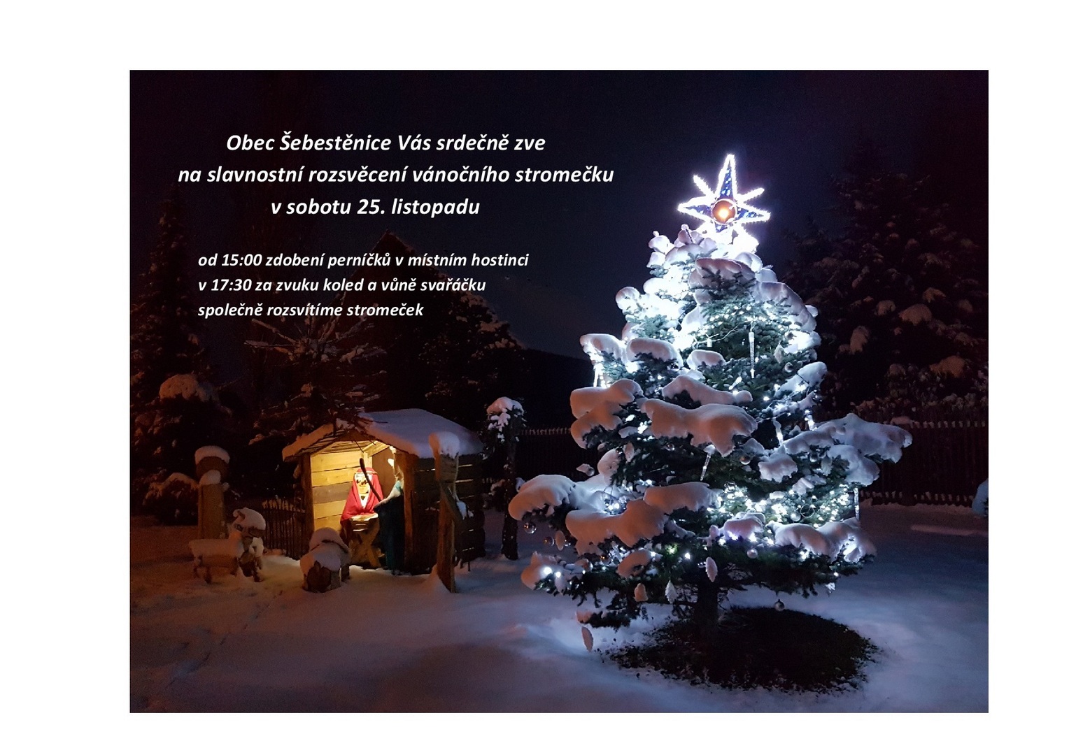 Plakát Šebestěnice: Rozsvícení vánočního stromečku
