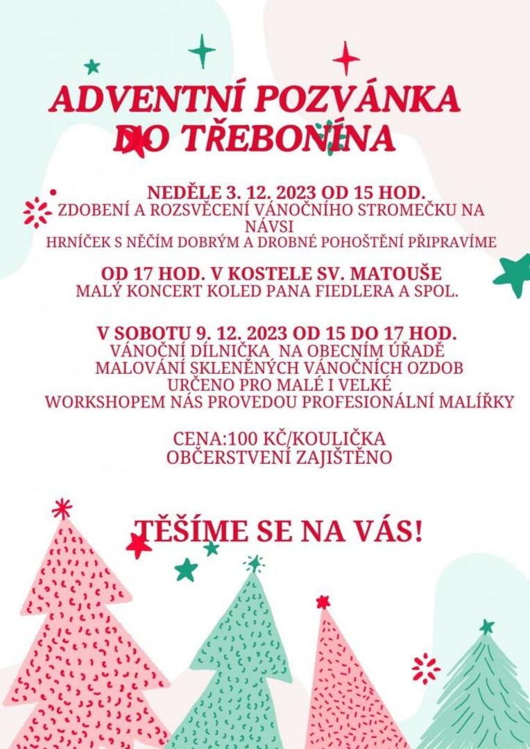 Plakát Třebonín: Vánoční dílnička - malování skleněných ozdob