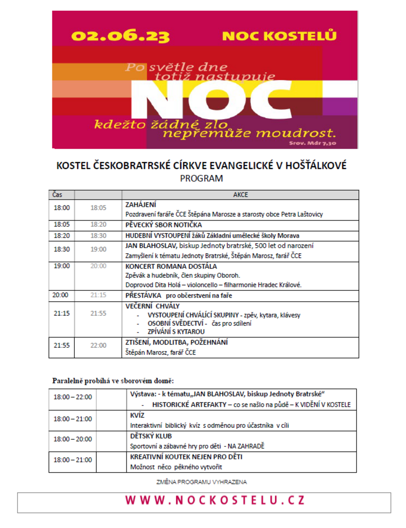 Plakát NOC KOSTELŮ