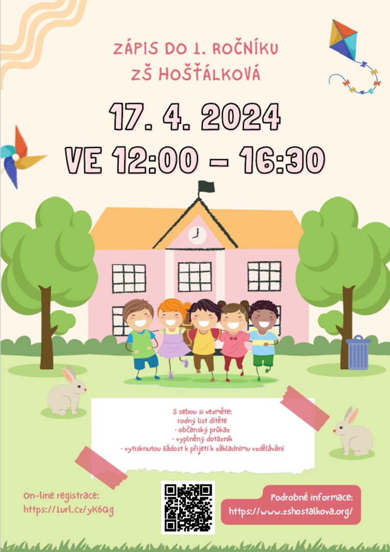 Plakát ZÁPIS DO 1. ročníku ZŠ pro školní rok 2024 - 2025