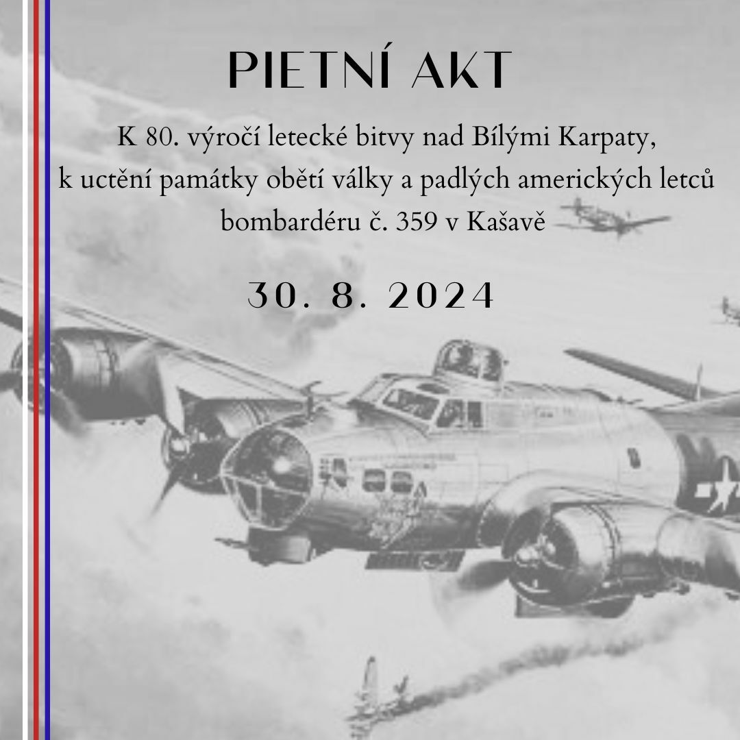 Plakát Pietní akce při výročí 80 let od pádu bombardéru v Kašavě