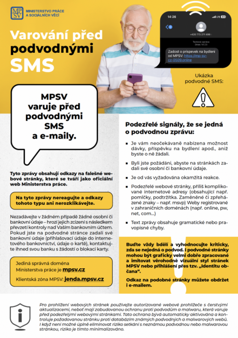 Plakát Varování před podvodnými SMS