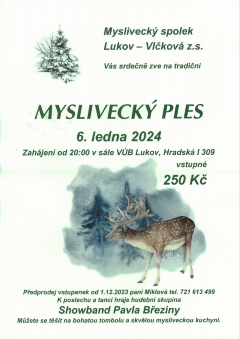 Plakát Myslivecký ples Lukov