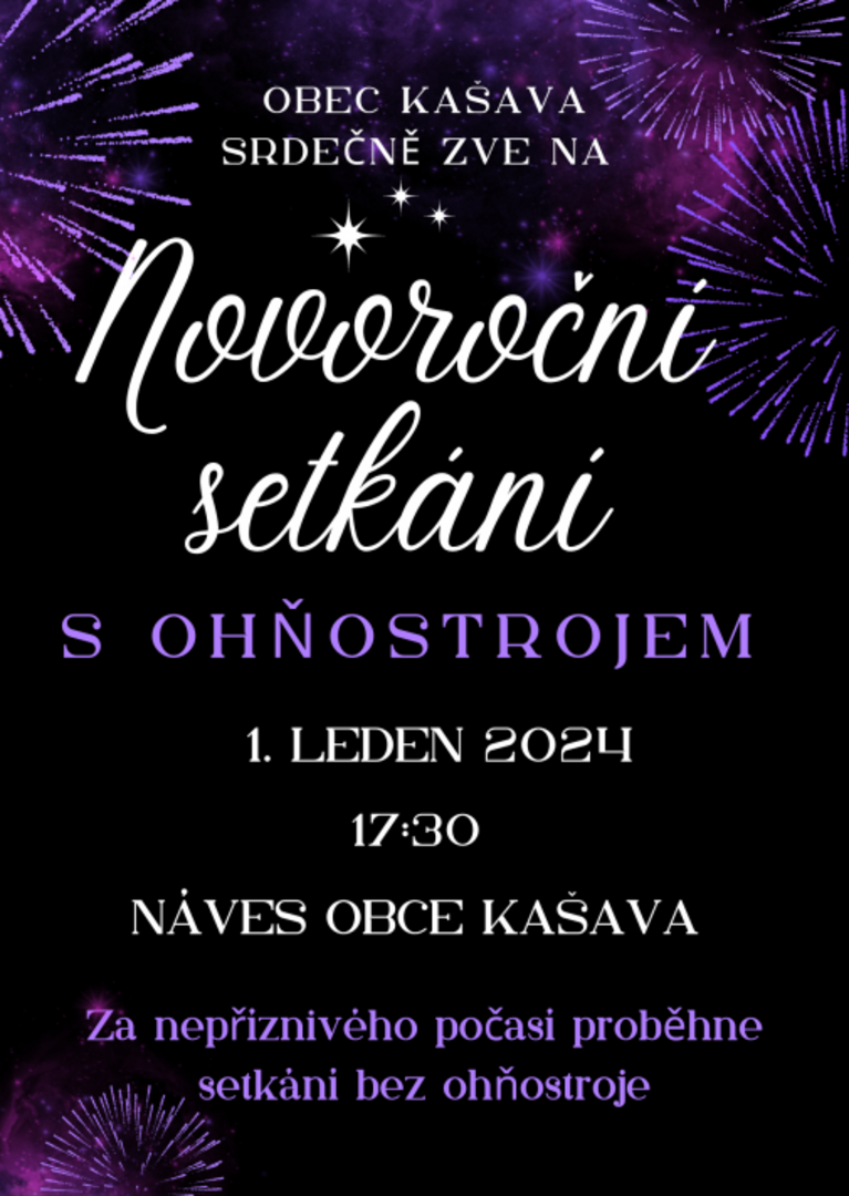 Plakát Novoroční setkání s ohňostrojem