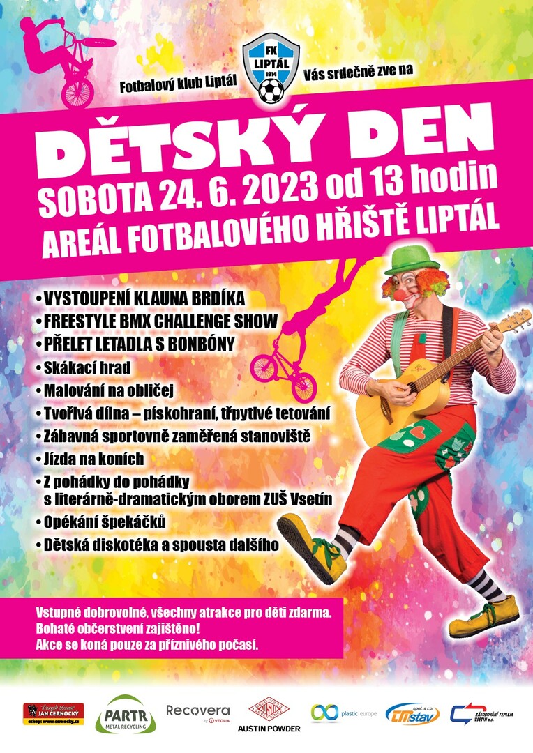 Plakát Dětský den v areálu FK Liptál