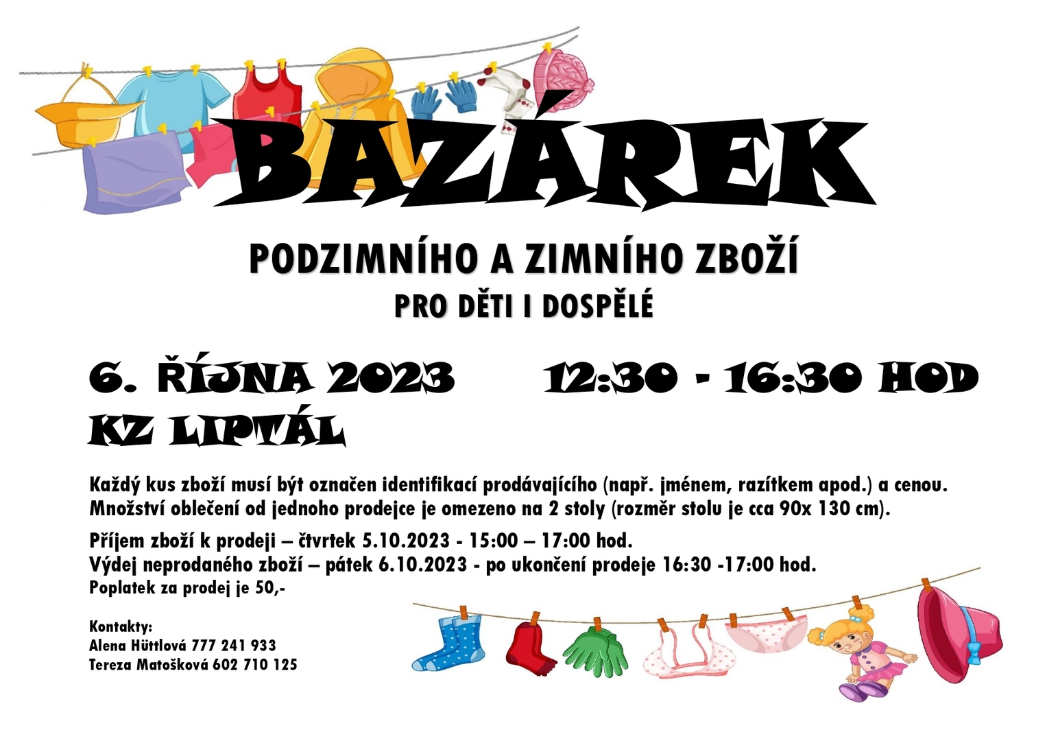 Plakát Bazárek nejen dětského zboží  - podzim - zima - FOTO