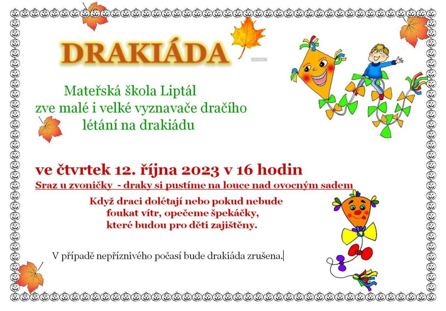 Plakát Drakiáda - MŠ Liptál - FOTO