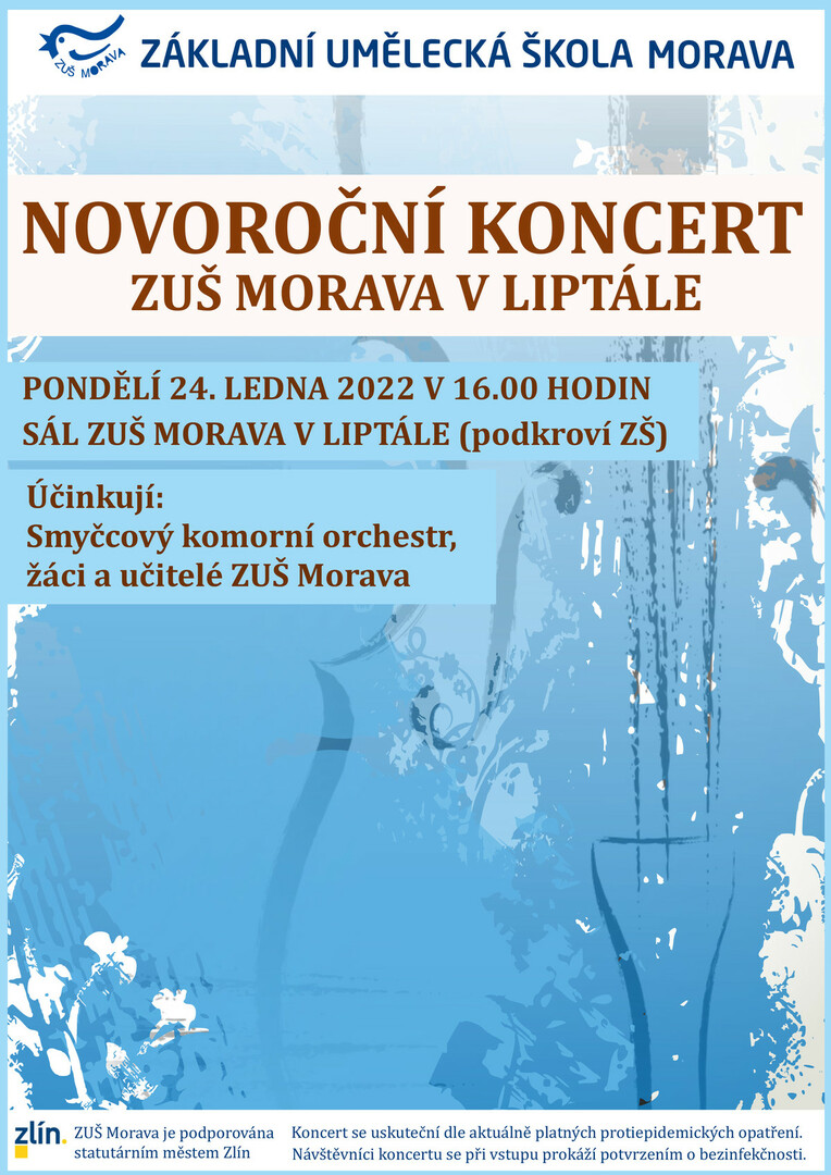 Plakát Novoroční koncert ZUŠ Morava