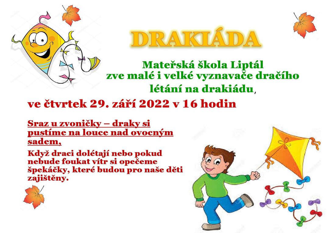 Plakát Drakiáda Liptál 29.9.2022, 16 h
