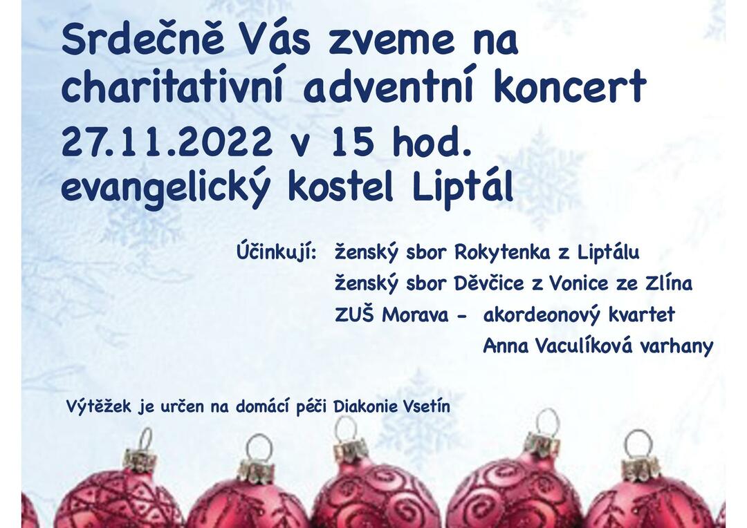 Plakát Adventní koncert, kostel ČCE Liptál - FOTO