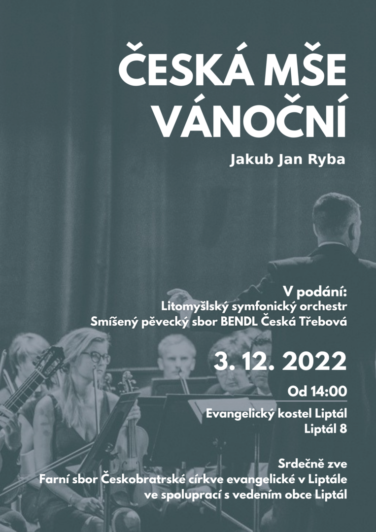 Plakát Koncert v kostele ČCE Liptál - J. J. Ryba - Česká mše vánoční