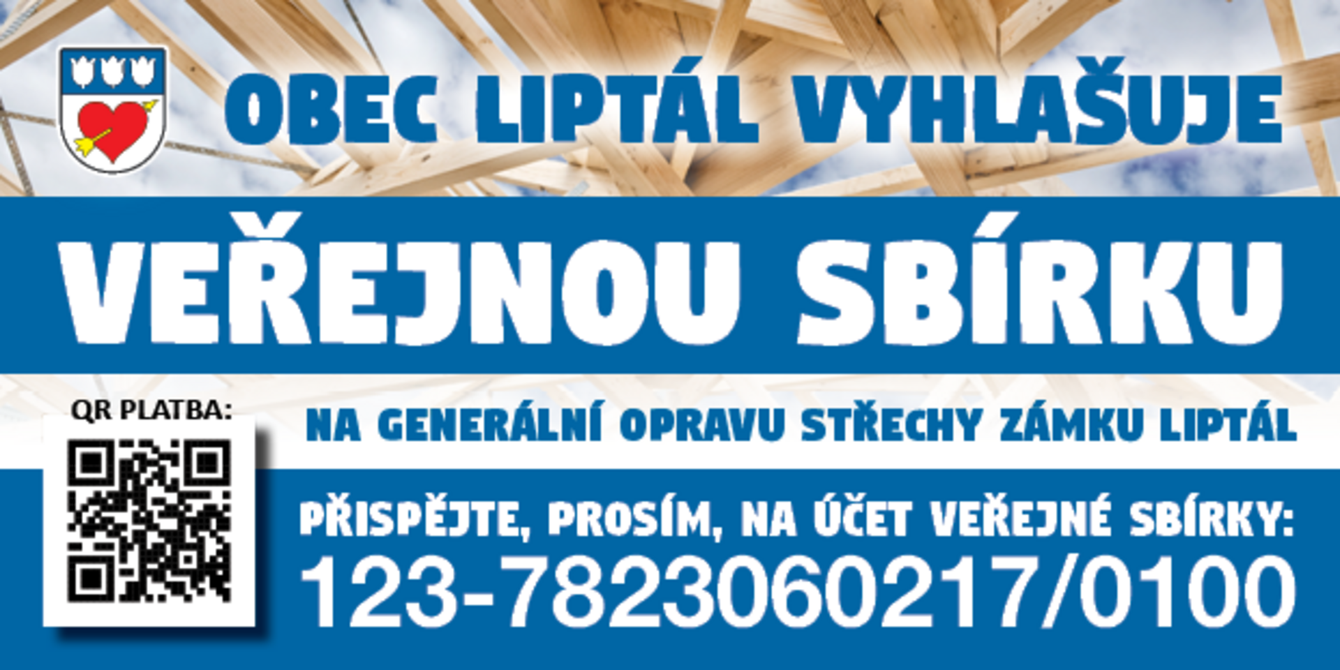 Plakát Veřejná sbírka na generální opravu střechy Zámku Liptál