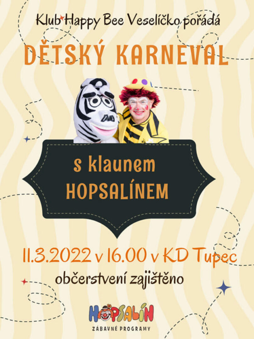 Plakát Dětský karneval s klaunem Hopsalínem