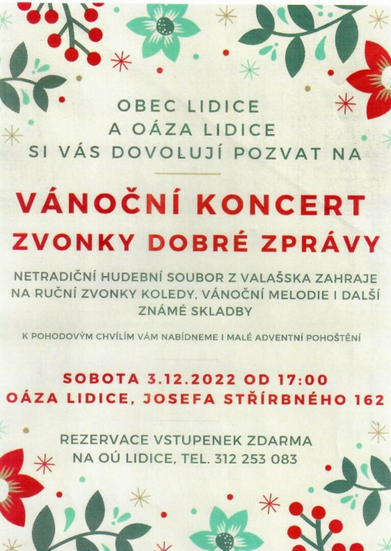 Plakát Vánoční koncert ZDZ v Lidicích