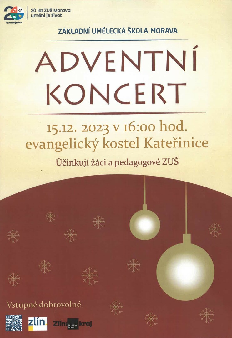 Plakát Adventní koncert ZUŠ Morava