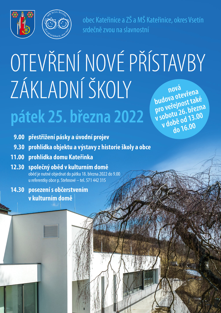 Plakát Otevření nové přístavby základní školy
