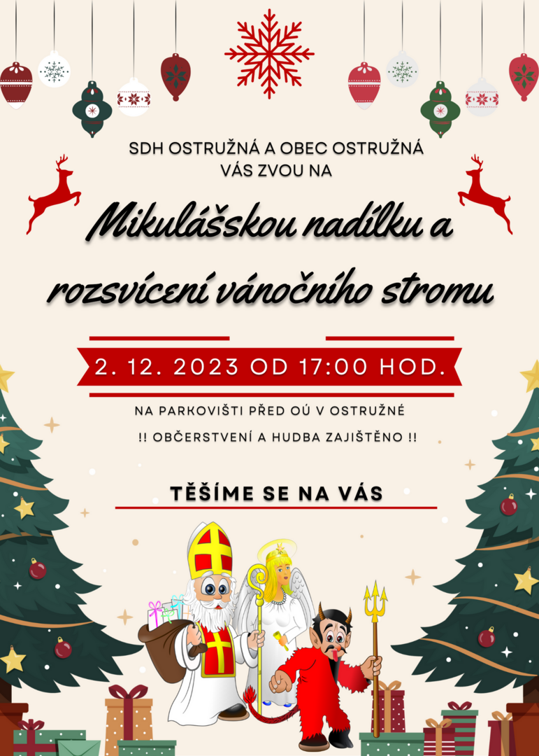 Plakát Mikulášská nadílka a rozsvícení vánočního stromu