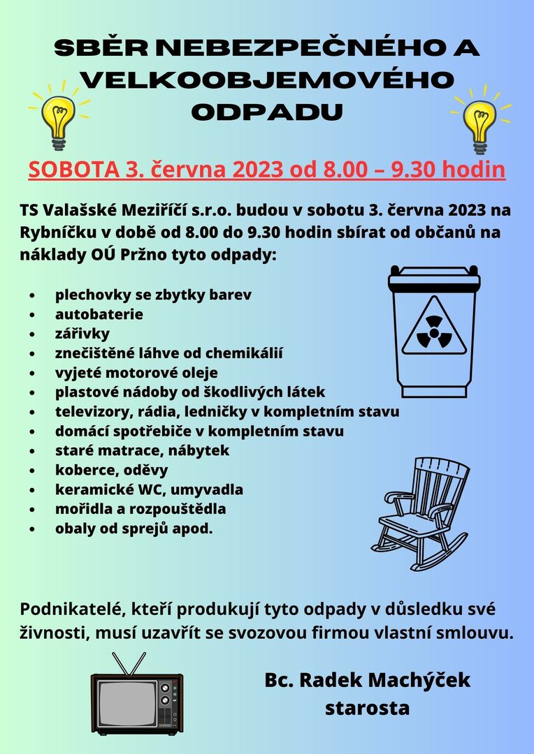 Plakát Sběr nebezpečného a velkoobjemového odpadu