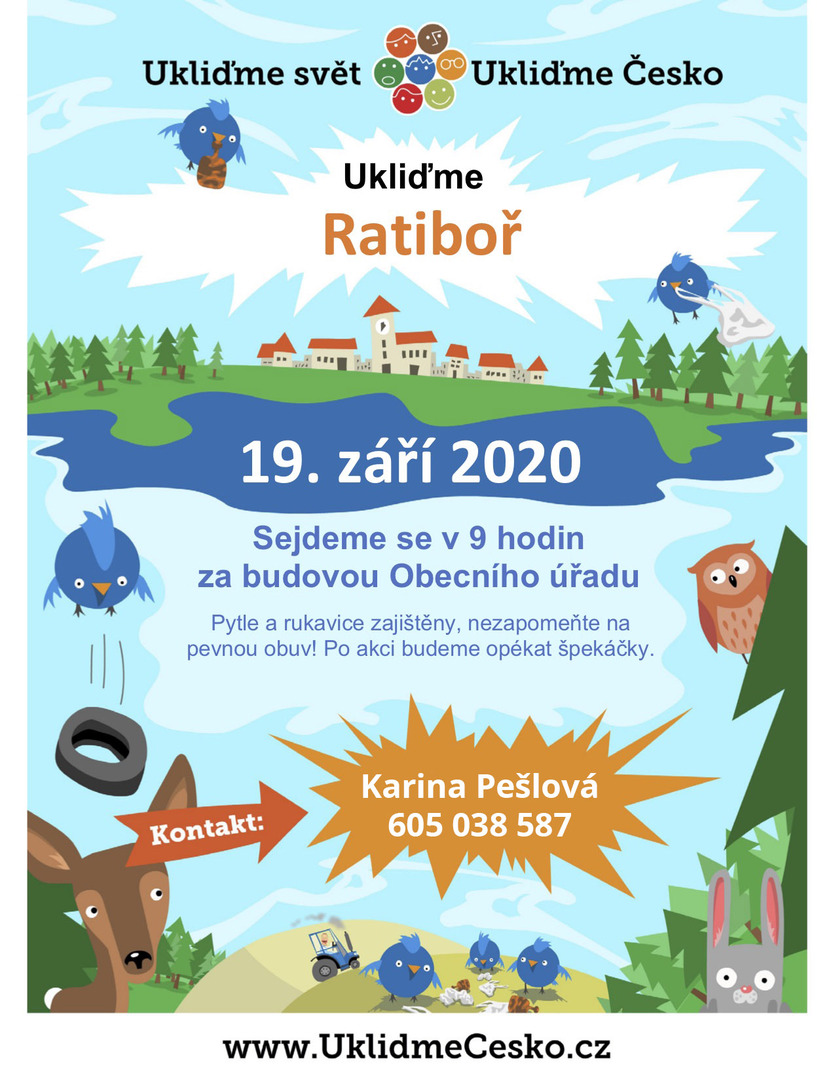 Plakát Gemeinsam haben wir Ratiboř gereinigt.