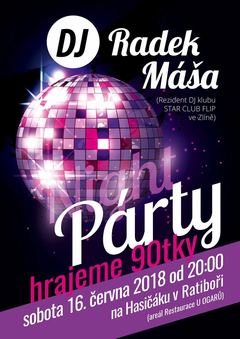 Plakát Night Party s DJ Radkem Mášou