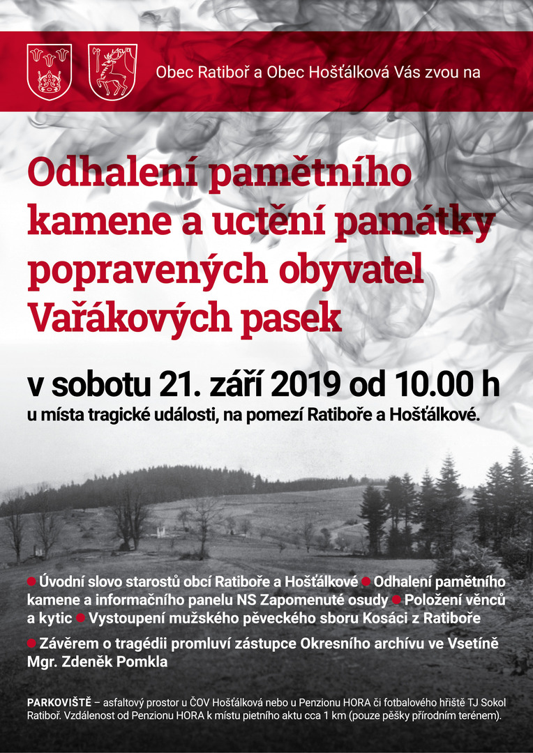 Plakát Das Andenken an die Bewohner des Vařák-Streifens würdigen