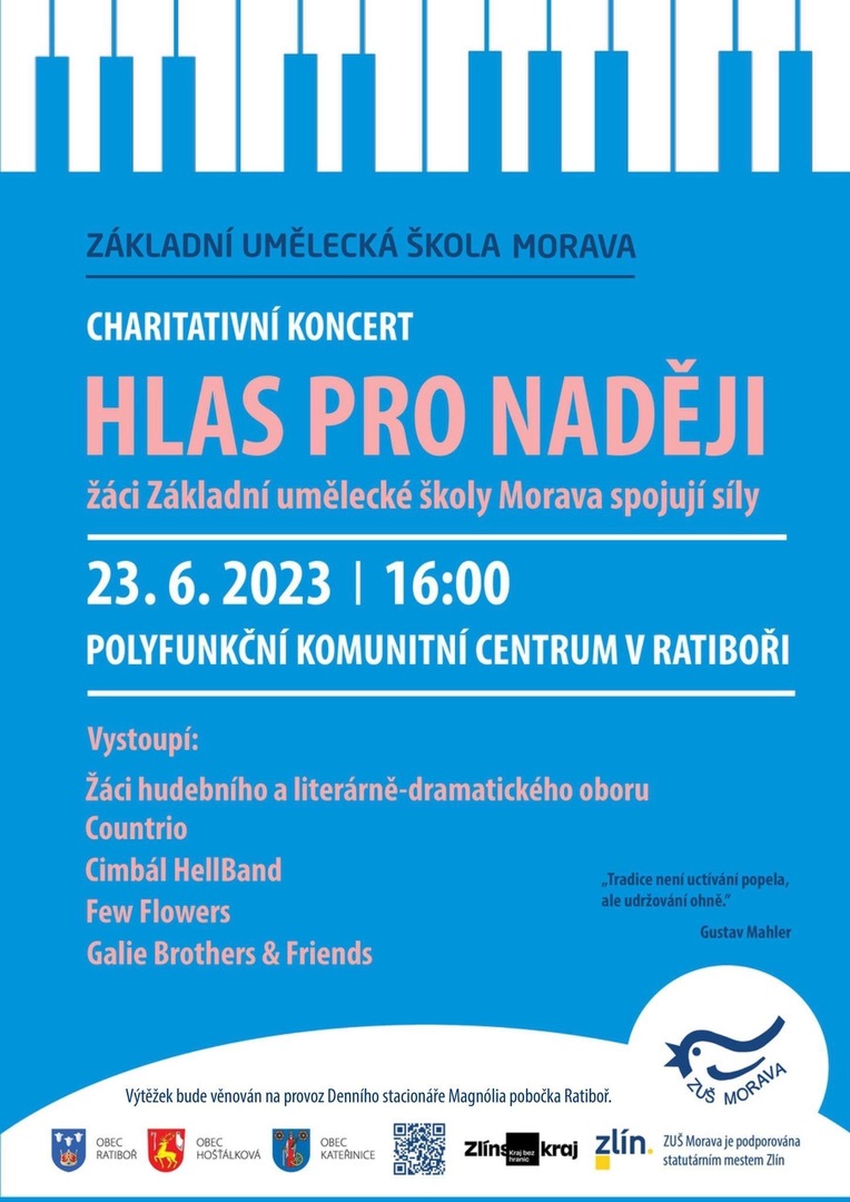 Plakát Charitativní koncert ZUŠ Morava