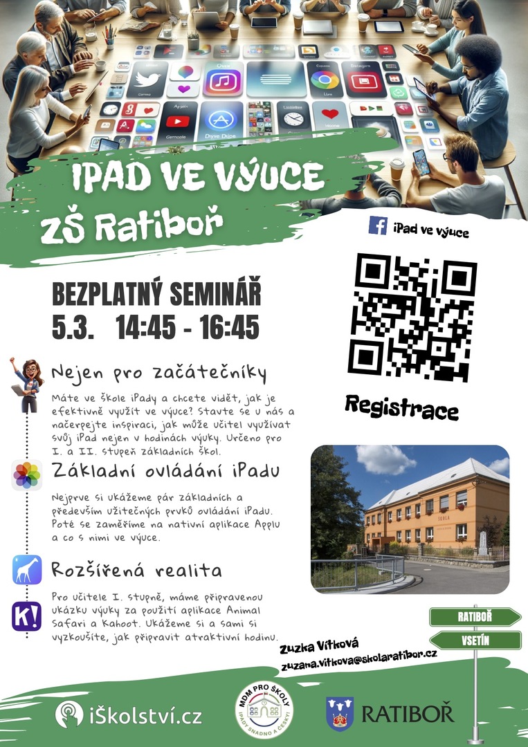Plakát POZVÁNKA na vzdělávací seminář – iPad ve výuce…