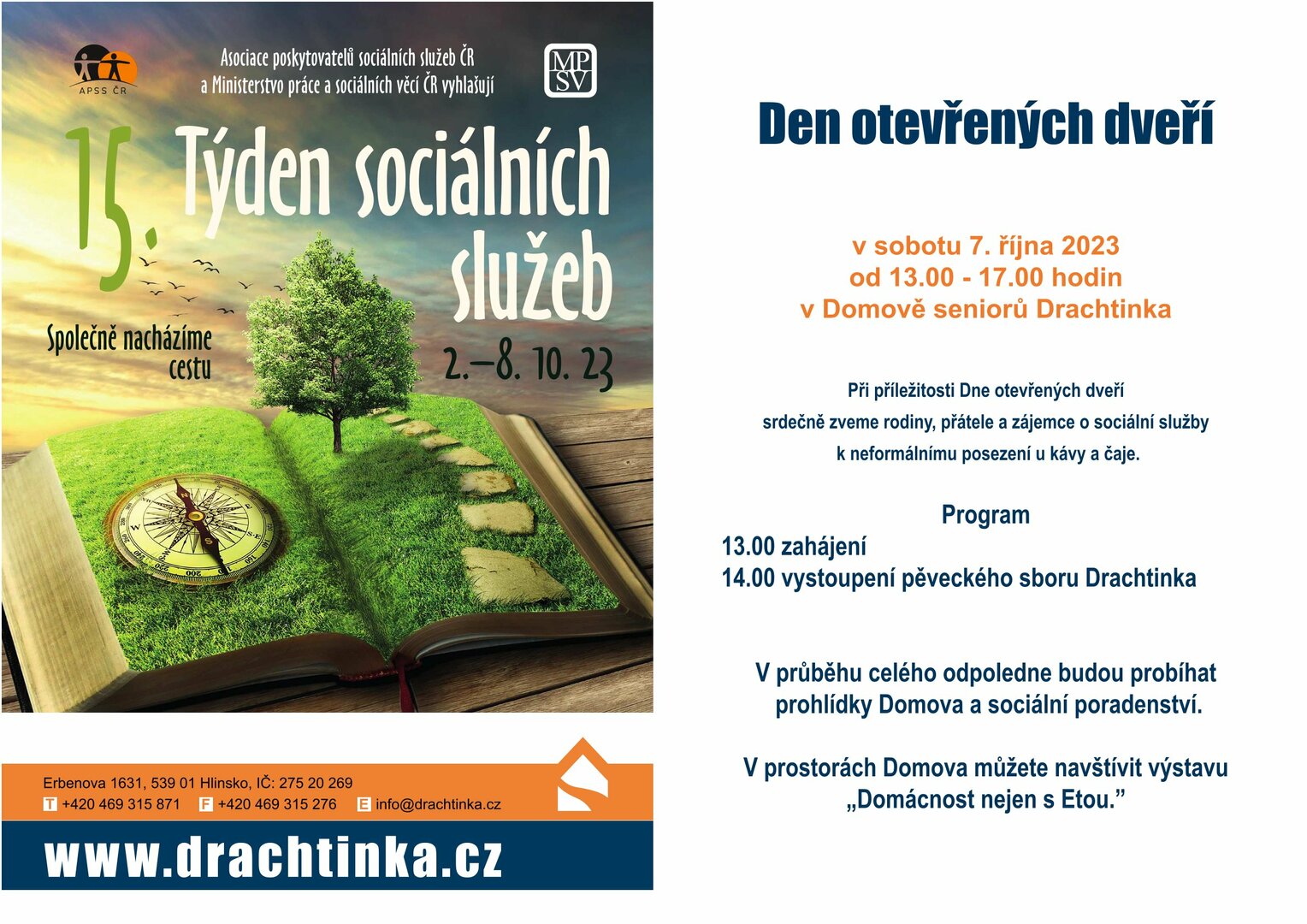 Plakát Den otevřených dveří Domova seniorů Drachtinka
