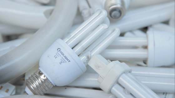 Why are non-functioning energy saving lamps and other electrical equipment recycled?